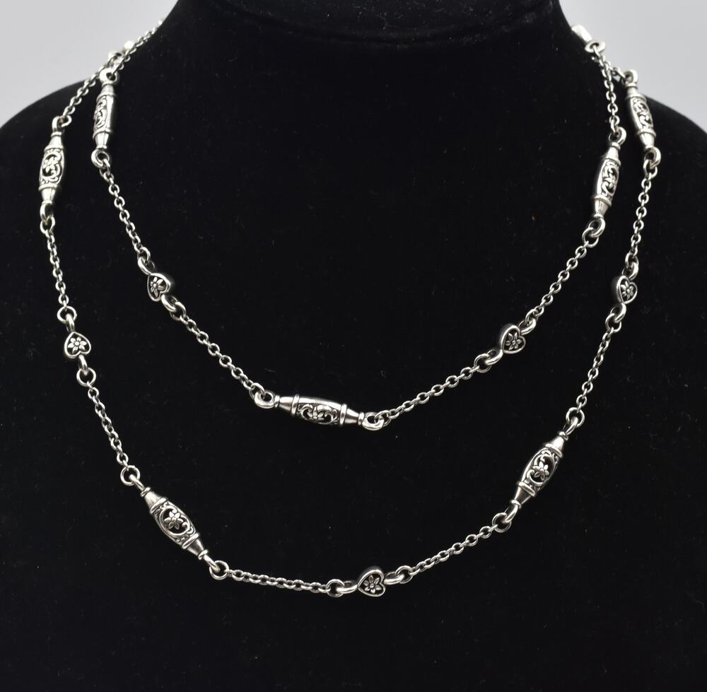 Brighton OAK BROOK Bartell Bead 39" Necklace of Hearts, Flowers, & Vines